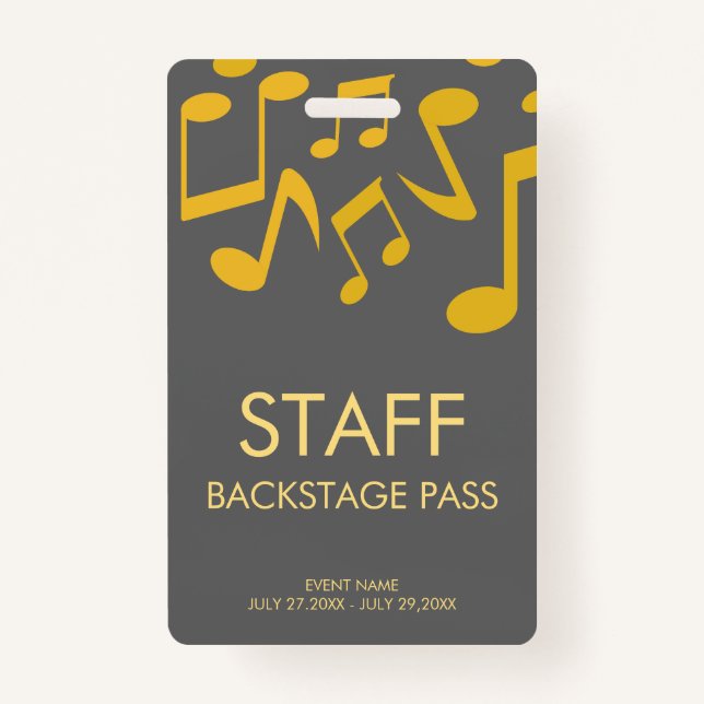 Music Concert Backstage Pass Event Staff Badge (Front)