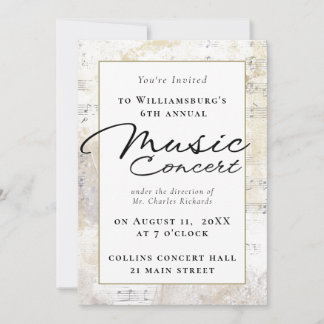 Music Concert Performance Invitation Elegant Gold 
