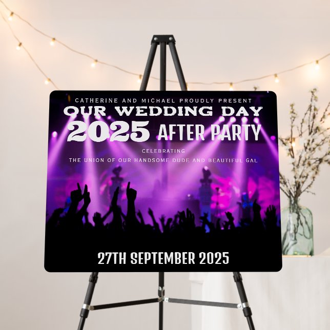 Music Concert Themed Wedding Lavender & Black Foam Board (In Situ (Stand))