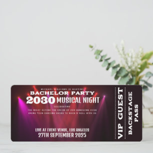Music Concert VIP Ticket And RSVP Bachelor Party Invitation