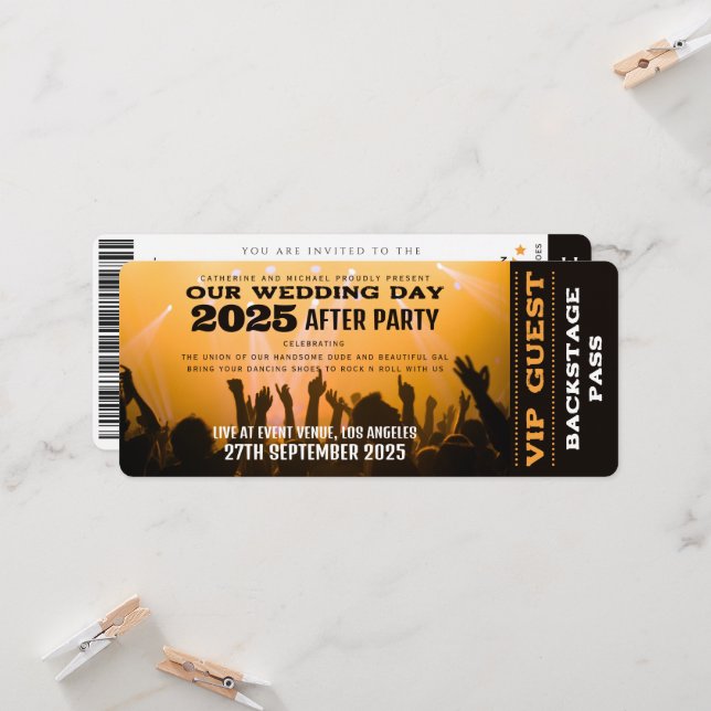 Music Concert VIP Ticket And RSVP Wedding Invitation | Zazzle
