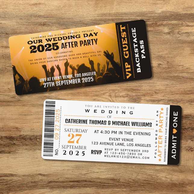Music Concert VIP Ticket And RSVP Wedding Invitation | Zazzle