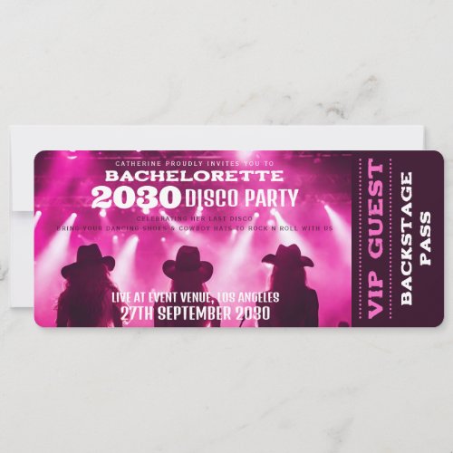 Music Concert VIP Ticket Bachelorette Party Invitation