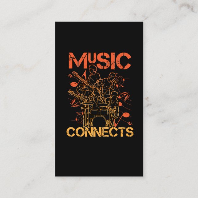 Music Connects Drummer Guitar Player Musician Business Card (Front)