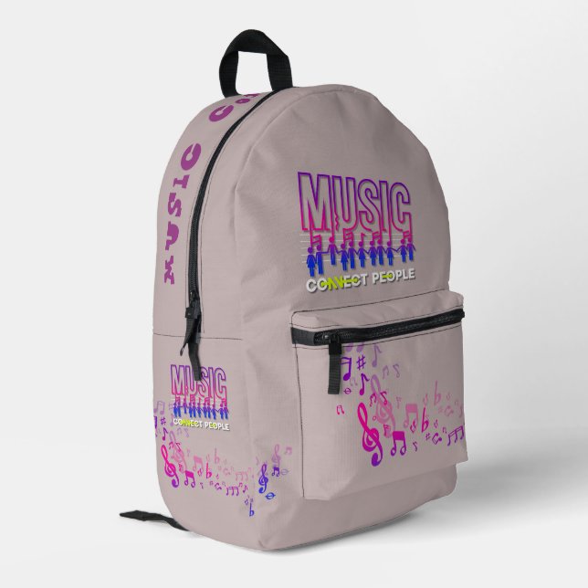 Music Connects People |  Printed Backpack (Back Corner Left)