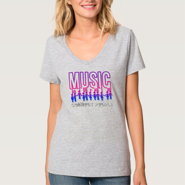 Music Connects People | Women V-Neck T-Shirt (Front)