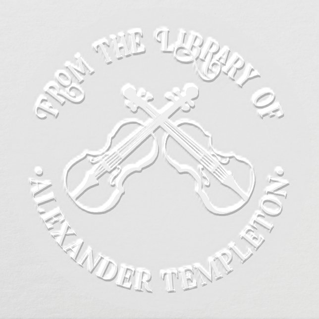 Music Crossed Violins Library Book Name Embosser (Design)