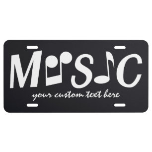 MUSIC custom color & text license plate