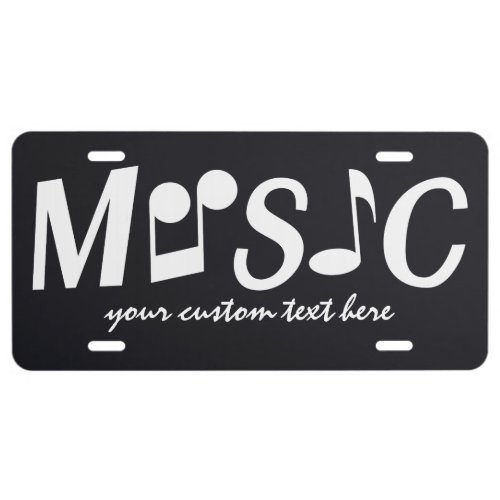 MUSIC custom color  text license plate