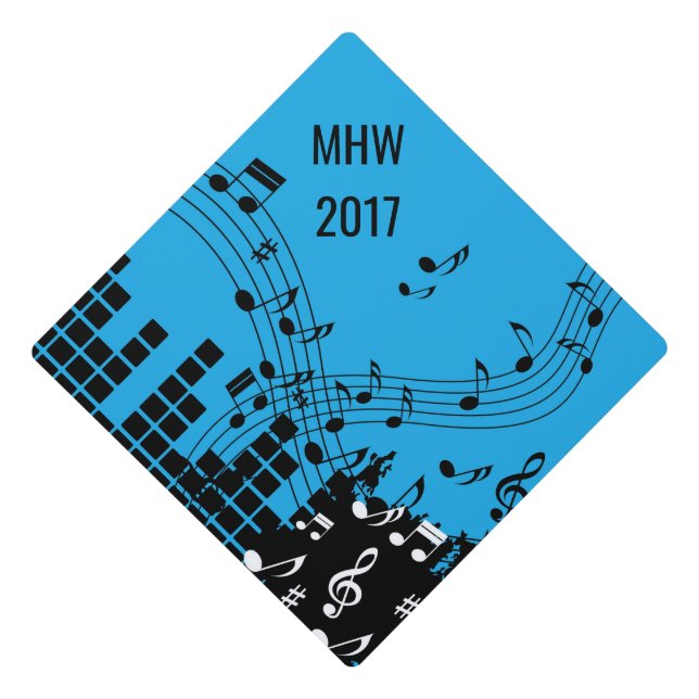 Music custom monogram & year tassel topper (Front)