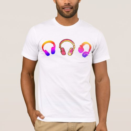 music dj cool headphones on white T_Shirt