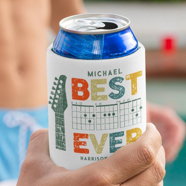 Music Dad Best Dad Ever Guitar Chords Personalized Can Cooler (Creator Uploaded)