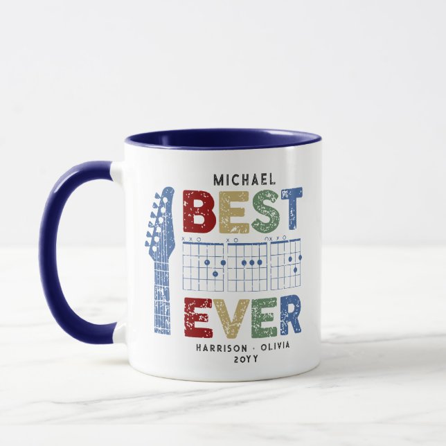 Music Dad Best Dad Ever Guitar Chords Personalized Mug (Left)