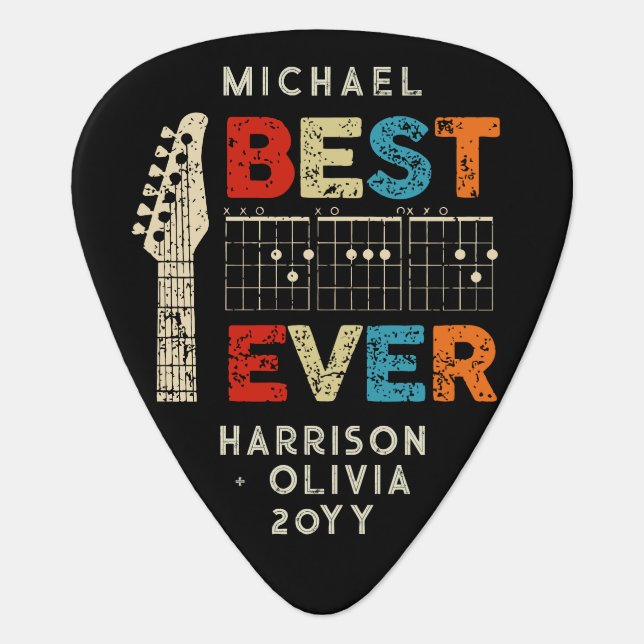 Music Dad Best Dad Ever Guitar Chords Personalized Pick (Front)