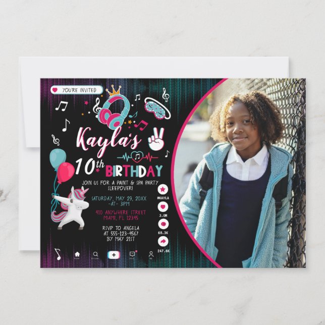 Music Dance Party Photo Birthday Invitation (Front)