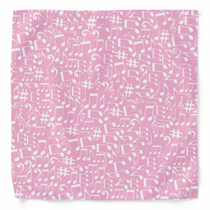 Music Dancing White Notes Soft Pink Bandana