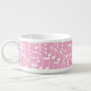 Music Dancing White Notes Soft Pink Bowl
