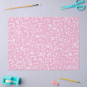 Music Dancing White Notes Soft Pink Tissue Paper