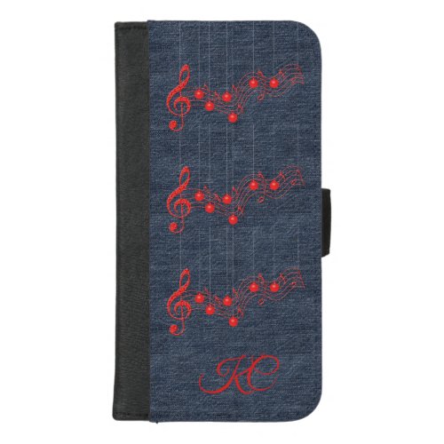 Music Denim and Red Lace  iPhone 87 Plus Wallet Case