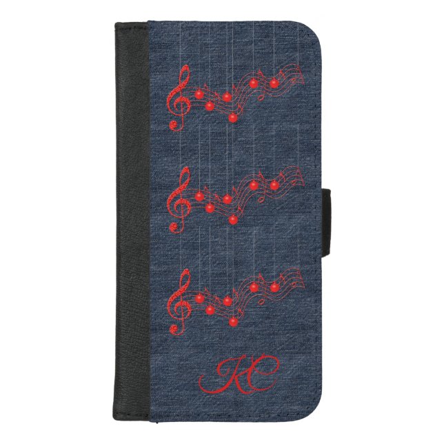 Music, Denim and Red Lace  iPhone Wallet Case (Front)