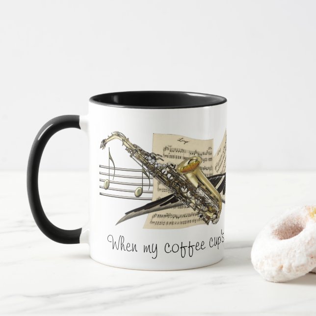 Music Design Coffee Mug (With Donut)