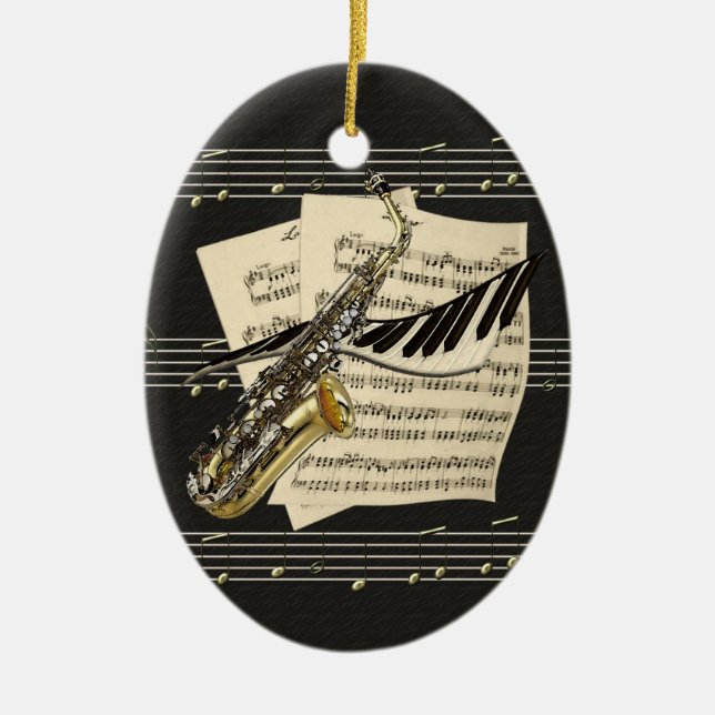 Music Design Personalized Ornament (Front)