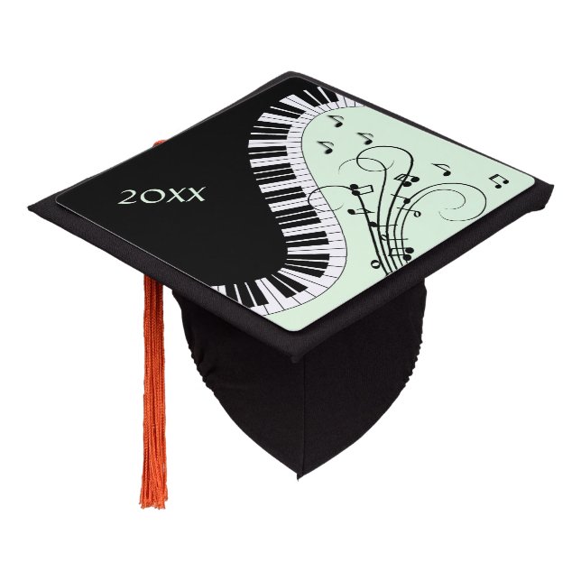 Music Design Piano Green Tassel Topper (Angled)