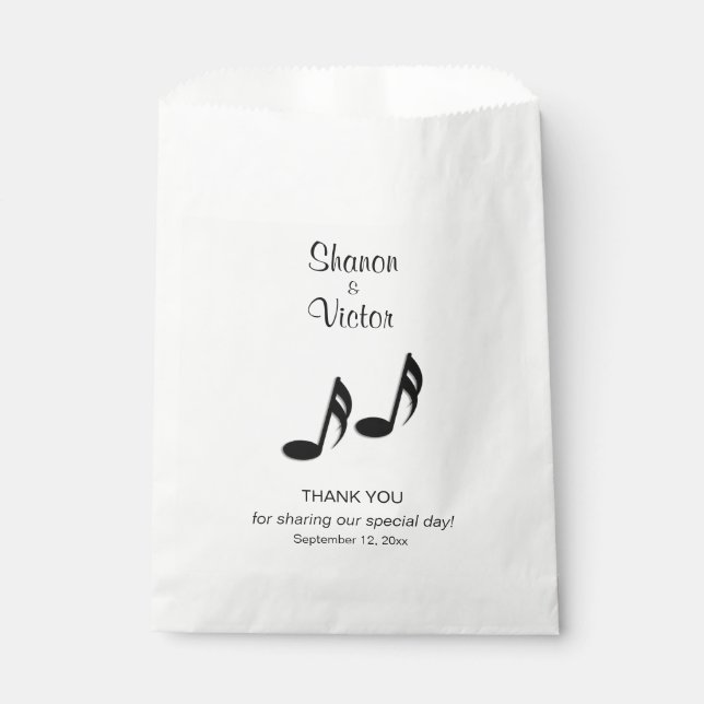 Music Design Wedding Thank You Favor Bag (Front)