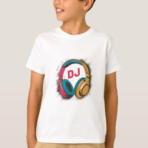 Music DJ colourful Headphones white T-Shirt