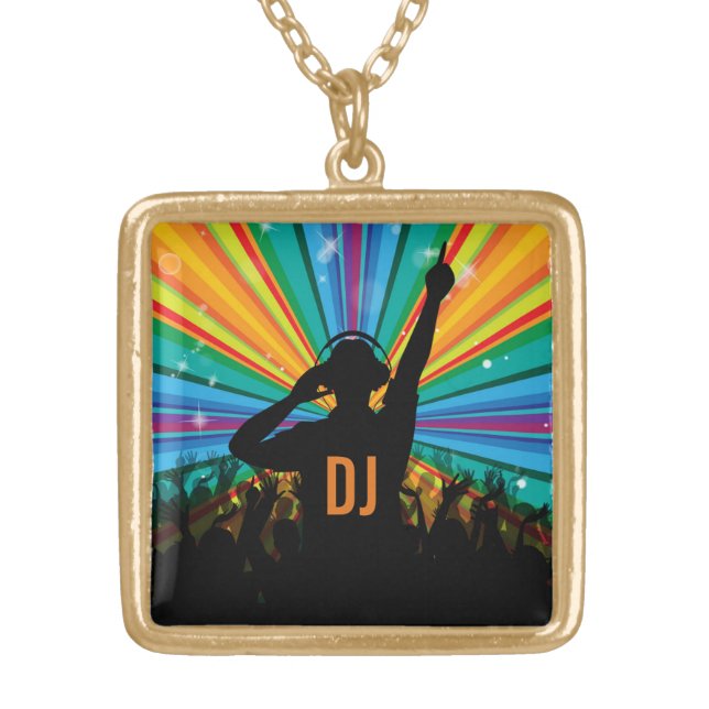 Music DJ custom monogram necklace (Front)