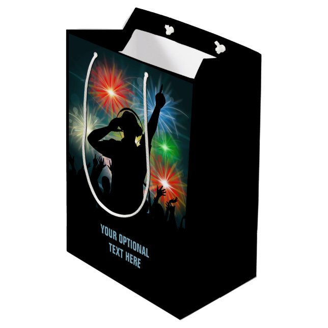 Music DJ custom text gift bag (Back Angled)