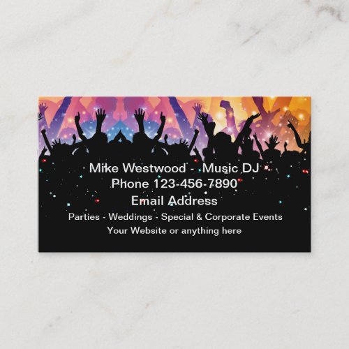 Music DJ Entertainment Party Theme Business Card