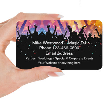 Music Dj Entertainment Party Theme Business Card by Luckyturtle at Zazzle