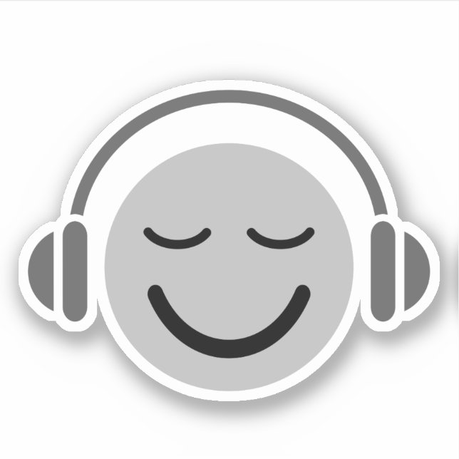 Music DJ happy face with headphones Sticker (Front)