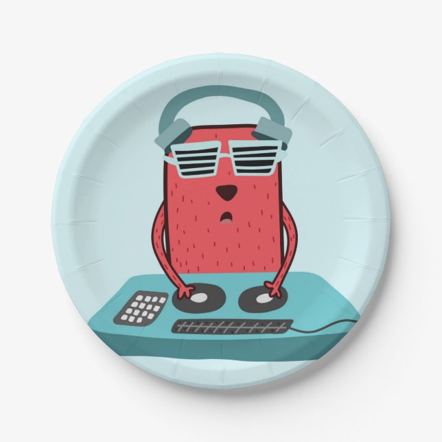 Music DJ Mixer School Band Cool Musician Art Paper Plates (Front)