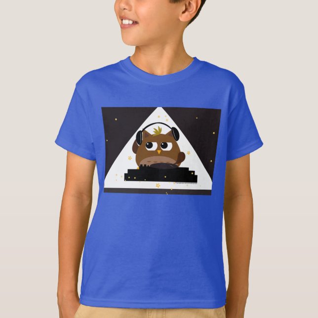 Music DJ Owl Design - Kids 3/4 sleeve T-Shirt (Front)