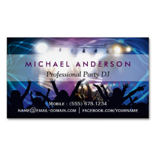 Music DJ Party Concert Planner - Modern Stylish Magnetic Business Card