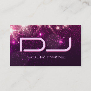 Music DJ - Shiny Pink Glitter Business Card