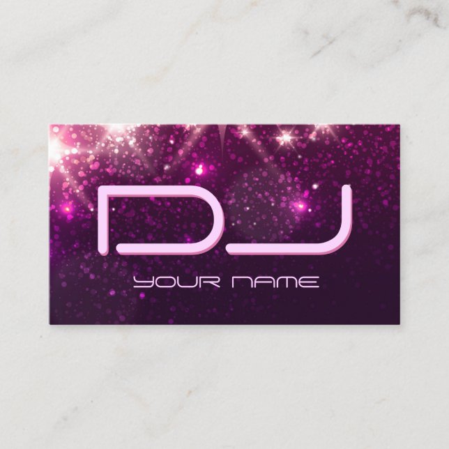 Music DJ - Shiny Pink Glitter Business Card (Front)