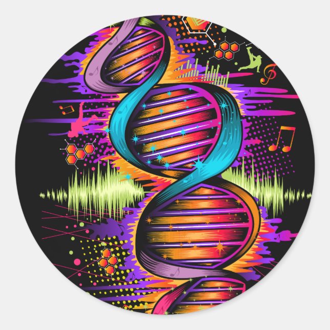 Music DNA Classic Round Sticker (Front)