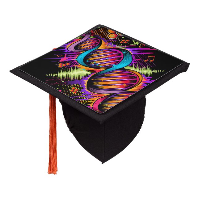 Music DNA Graduation Cap Topper (Angled)