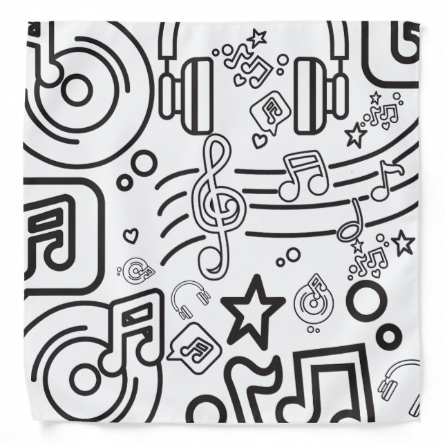 Music Doodle Bandana - Perfect for Music Lovers (Front)