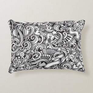 Music Doodles Vintage Background Accent Pillow