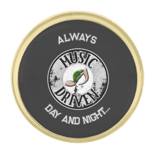 Music driven gold finish lapel pin