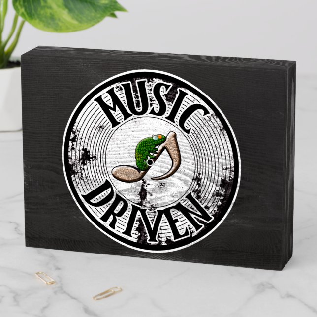 Music driven  wooden box sign (In Situ Horizontal)