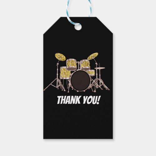 music drum set  thank you gift tag