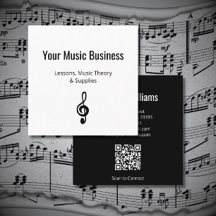Music Education Treble Clef QR code Teacher Square Business Card