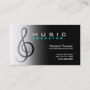 Music Educator Business Card Chrome