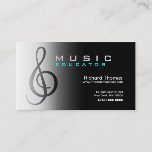Music Educator Business Card Chrome
