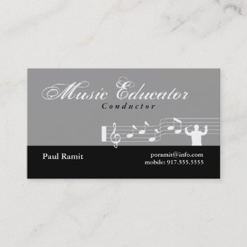Music Educator Conductor Business Card Gray by pixibition at Zazzle